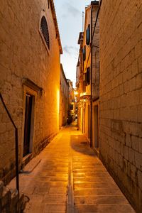 Narrow alley along buildings