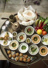 High angle view of food on table