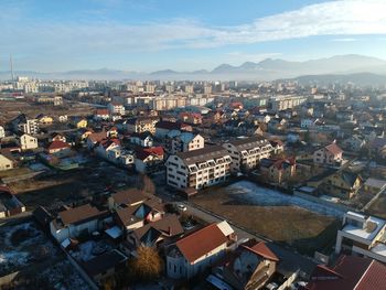 High angle view of townscape against sky