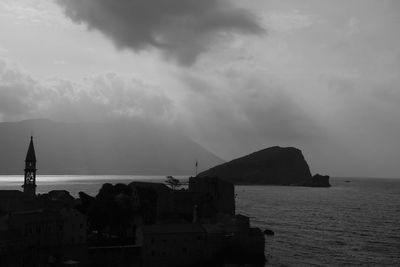 Scenic view of sea against cloudy sky