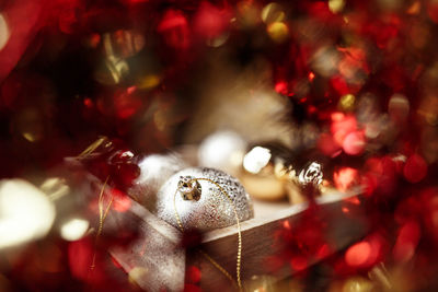 Close-up of baubles on table