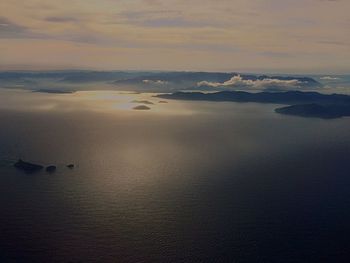 Scenic view of sea against cloudy sky