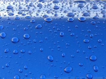 Full frame shot of raindrops on glass