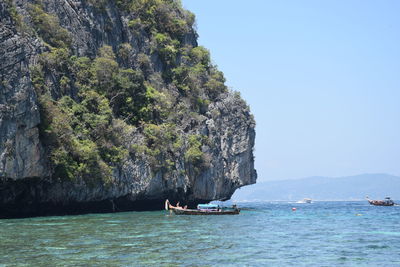 Scenic view of sea against clear sky