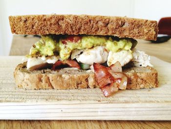 Close-up of sandwich on table