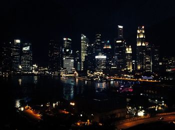 Illuminated cityscape at night