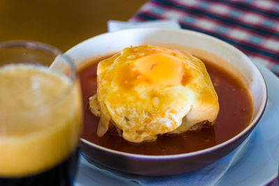 Close-up of breakfast in plate