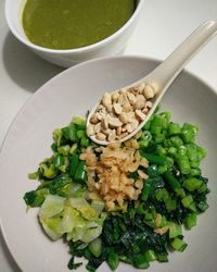 High angle view of vegetables in bowl