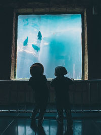 People looking at aquarium