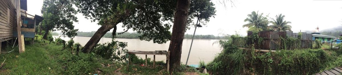 Scenic view of pond against sky