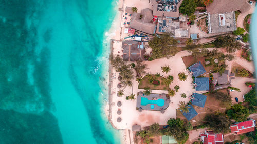 High angle view of beach resort in zanzibar