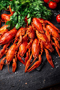 Close-up of seafood on table