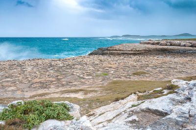 Scenic view of beach against sky