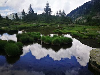 Scenic view of lake against sky