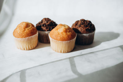 Close-up of cupcakes on table