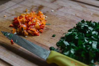 Close-up of vegetables on cutting board