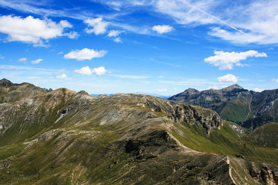 Panoramic view of landscape and mountains against sky