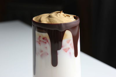 Close-up of dessert on table