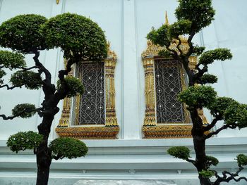 Low angle view of trees against wat pho
