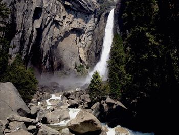 Scenic view of waterfall