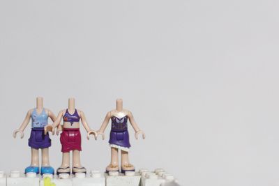 View of stuffed toy against white background