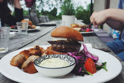 Close-up of food in plate on table