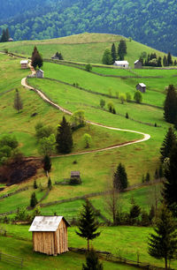 High angle view of rural landscape