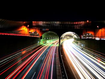 Light trails on highway at night