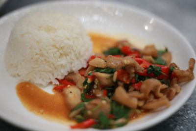 Close-up of meal served in plate