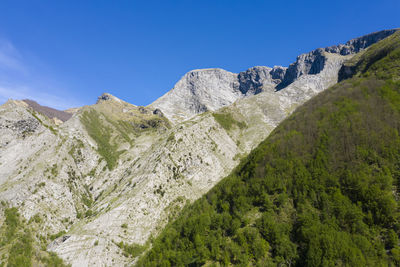 Aerial view of the apuan alps with fir forest