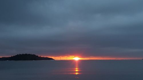 Scenic view of sea against dramatic sky