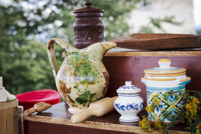 Close-up of jar on table