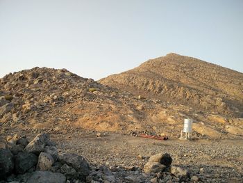 Scenic view of rocky mountains against clear sky