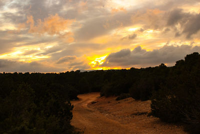 Scenic view of landscape against sky during sunset