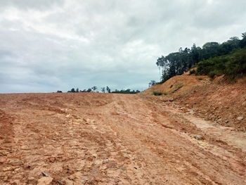 Scenic view of land against sky