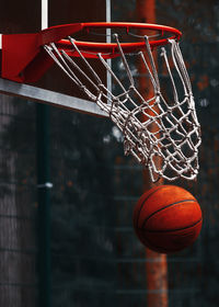 Close-up of basketball hoop