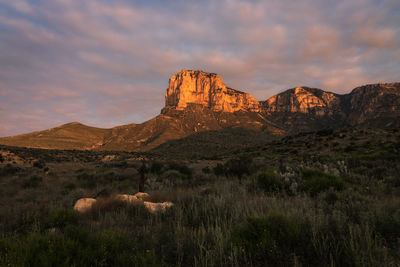 Rock formations on landscape against sky in guadalupe national park