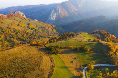 Aerial view of mountains during autumn