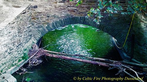 High angle view of dam on river