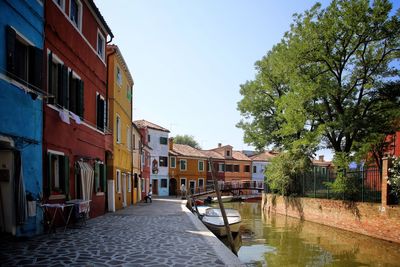 View of buildings against clear sky