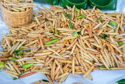 High angle view of vegetables in basket