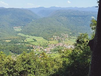 High angle view of agricultural landscape