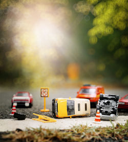 Toy car on road