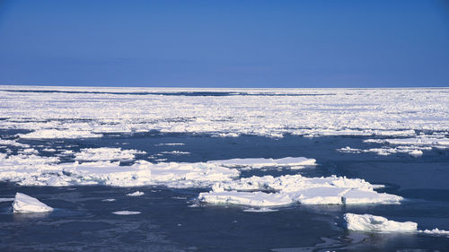 Scenic view of sea against sky during winter