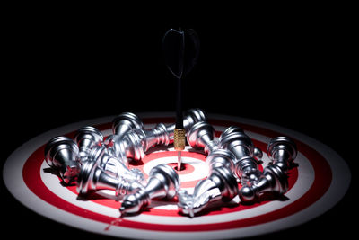 High angle view of electric lamp on black background