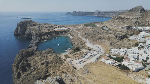 High angle view of beach against sky