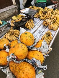 High angle view of fruits for sale in market