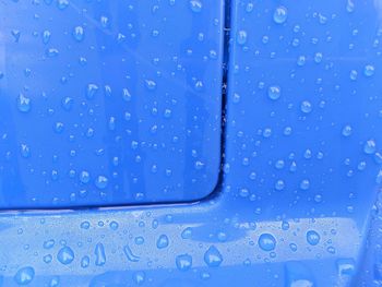 Close-up of raindrops on glass window