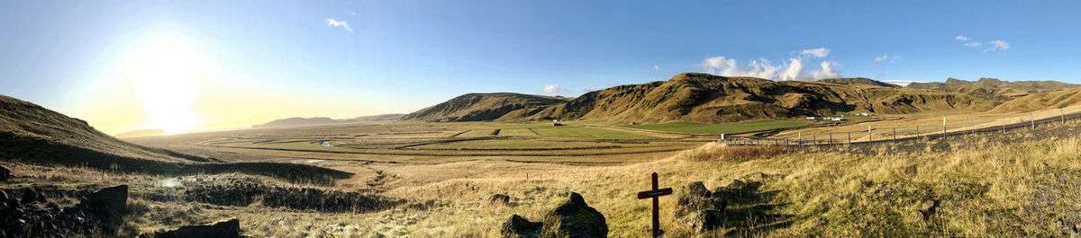 Panoramic view of mountains against sky