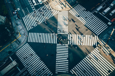 High angle view of road crossing buildings